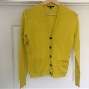 EUC J Crew chartreuse wool v-neck cardigan